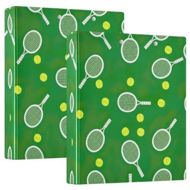 Imagem de Pastas de 3 anéis verdes de bolas de tênis personalizadas, suporte de 200 folhas, fichário redondo, 31,5 x 27 x 6 cm, 1 pacote