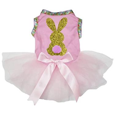 Imagem de Petitebella Vestido de cachorro de coelho dourado brilhante (rosa/rosa, GGGG)