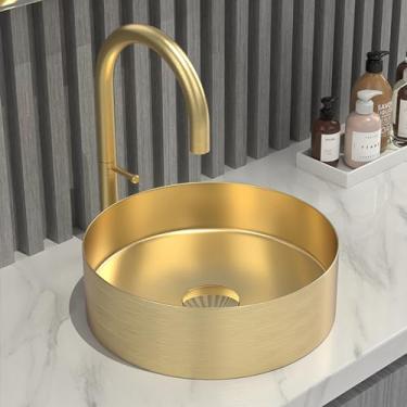 Imagem de Pia de vaso de banheiro, pia pequena acima do balcão, pia de penteadeira, lavatório de arte de bancada para banheiro, material de aço inoxidável, para casa, hotel, decoração de escritório (com cabeça