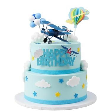 Imagem de 42Pcs Airplane Cake Topper Airplane Figurine Cake Decorations for Airplane Theme Happy Birthday Party Supplies
