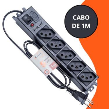 Imagem de Filtro De Linha 5 Tomadas Cabo De 1 Metro Metálico Extensão Régua Protetor Energia Elétrica Profissional Com Fusível Bivolt 110 127 220 Fiolux Powerlink 110V 127V 220V Corpo em Metal 1M