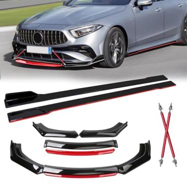 Imagem de TOMICOB 4 Unidades de Pára-Choque Dianteiro Lábio Queixo Spoiler Divisor Difusor Represas de Ar Cabem Em Carros de 72,2 "De Largura com 6 Unidades de 78,7" Painéis de Balanço de Extensão de Saias Late