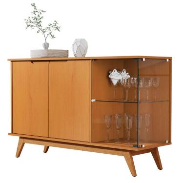 Imagem de Aparador Buffet Tucumã com 3 Portas Pés de Madeira Maciça