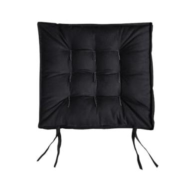 Imagem de Almofada Futon para Assento 40x40 Confortável em Suede para Cadeira e Poltrona (Preto)
