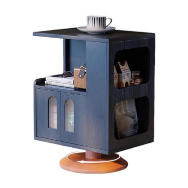 Imagem de Mesa de cabeceira de madeira maciça, mesa de cabeceira totalmente montada com prateleira aberta, mesas de canto para sala de estar, mesa de cabeceira com armazenamento, mesa de canto moderna grande