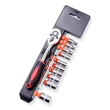 Imagem de Conjunto de 12 Peças de Soquete de Catraca Alça de Liberação Rápida Conjunto de Chaves de Aço Para Motocicletas e Automotivas