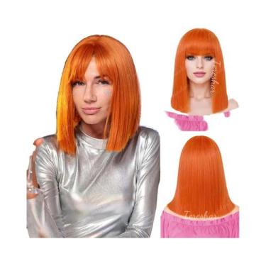 Imagem de Peruca Sintética Roxa Até Os Ombros Para Mulheres, Curta E Lisa Com Fr