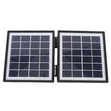 Imagem de Carregador solar portátil 10W Painel solar dobrável de silício monocristalino de alta eficiência com 2 portas DC IP65 à prova d'água para caminhadas, acampamento, pesca, (Preta)
