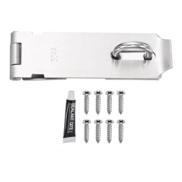 Imagem de PATIKIL Trava de ferrolho de porta, fecho de cadeado de aço inoxidável de 12 cm, trava de segurança com parafusos para armário de jardim de galpão, quintal, armário