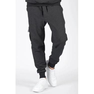 Imagem de Calça Moletom Cargo Masculina Peluciada Grossa - SHNS BLACK, M, Cinza 