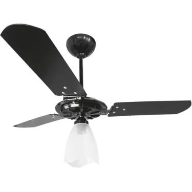 Imagem de Ventilador de Teto Yris Preto 101,5cm 3 Pás em MDF Lustre Tulipa - 220V