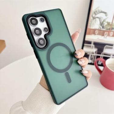 Imagem de Capa resistente a impactos de nível militar para Samsung S25 S24 S23 S22 Ultra Plus A56 A36 A16 A55 A26 A15 A35 com ímã (para Galaxy S25 Ultra/verde)