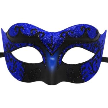Imagem de HGJST Masquerade Mask for Men, Halloween Venetian Adult Masquerade Masks, Mardi Gras Mask,Fit for Men Women Glitter Blue