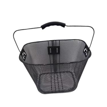 Imagem de harayaa Cesta de bicicleta, cesto de armazenamento para bicicleta, cesto de arame metálico removível, leve, suporte de carga para bicicleta.