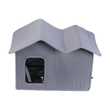 Imagem de Generic Casinha para gatos de exterior, abrigo para gatos selvagens, tecido Oxford para gatinhos e cachorros, tenda para quintal, casa para cães, canil à, Cinza