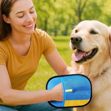 Imagem de Luvas eletrostáticas removedoras de pelos de cinco dedos atualizadas, luva de remoção de pelos de animais de estimação para cuidados com cães e gatos, ferramenta de remoção de pelos de cães e gatos