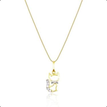 Imagem de Pingente Gatinha Ouro 18K Com Zirconias - Paulistana Joias