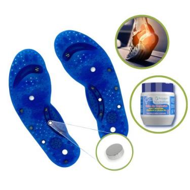 Imagem de Palmilha Magnética Pontos Reflexologia Varizes Esporão Dores nos Pés +