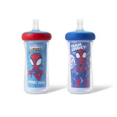 Imagem de Copos infantis The First Years Spidey com canudo, pacote com 270 mL, pacote com 2