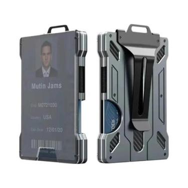 Imagem de Carteira Masculina Slim De Metal Com Bloqueio RFID Em Fibra De Carbono