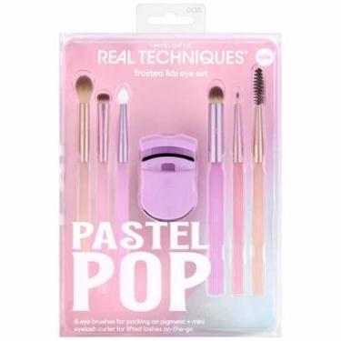 Imagem de Real Techniques Pastel Pop Frosted Lids Eye Kit - 6 Pincéis para Olhos + 1 Mini Curvador de Cílios K-Feminino