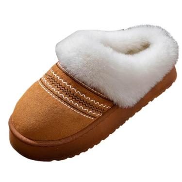 Imagem de Pantufas femininas texturizadas tamanho grande inverno grosso grosso usado para casa, Caqui, 35