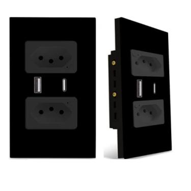 Imagem de Interruptor Inteligente de Toque WiFi Sem Fio - Sem Neutro, Controle Remoto e de Voz, Opções 1/2/3/4 Canais, para Residência e Escritório (QBKG-A+C,Preto)