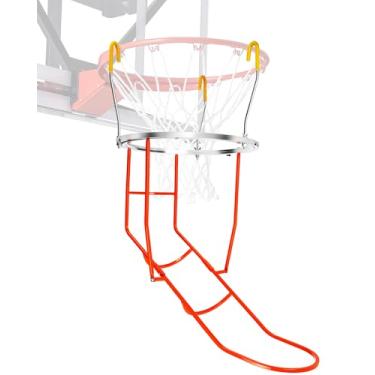 Imagem de Rebote atualizado para treinador de basquete, acessório de retorno de basquete resistente com calha rotativa de 360°, auxílio de treinamento de retorno de bola portátil serve para aros de argola