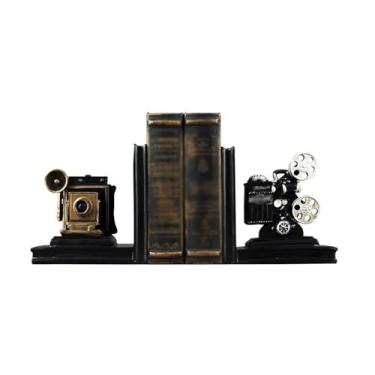 Imagem de Suportes de livros vintage modernos, terminais de livros, enfeites de suporte de livros para projetor de filmes, rolhas de livros para prateleiras de amantes de música