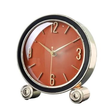 Imagem de Relógio de mesa simples para decoração de casa, silencioso, sem tique-taque, sala de estar, mesa de trabalho, relógio de luxo para sala de estar, quartos, escritório, cozinha, bancada interna (laranja