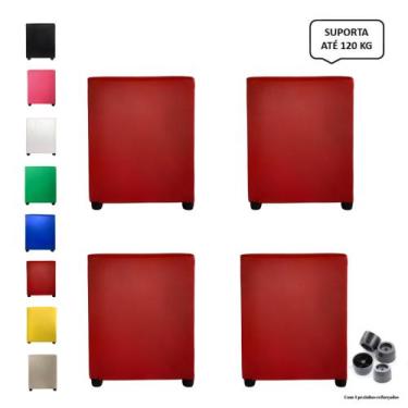 Imagem de Kit 4 puff quadrado banqueta cubo - Melhor Opção , Vermelho