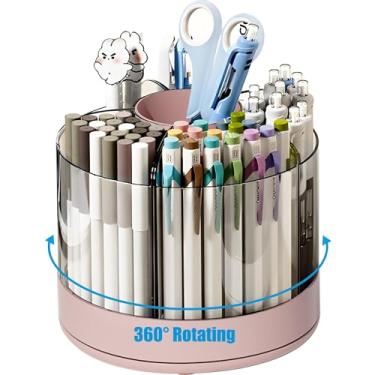 Imagem de Porta-lápis com Rotação de 360 Graus 6 Compartimentos para Mesa Organizadores e Acessórios Materiais Escritório Caixa Armazenamento Arte em Casa Caddy