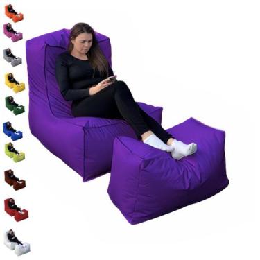 Imagem de Puff Poltrona com Peseira Cheio Material Sintético Almofadão Gigante -