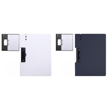 Imagem de Kit 4 Pastas A4 com Clips Cores Pastel para Organização de Documentos, Escola e Escritório, Pasta Fina Leve para Arquivos, Material de Escritório e Rotina de Estudos (kit 2-branco+preto)