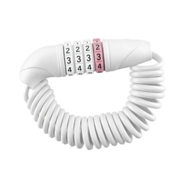 Imagem de Colaxi Cadeado para capacete de bicicleta, cadeado portátil profissional para bicicletas, de cabo com combinação para bicicletas de montanha, viagens e, Branco