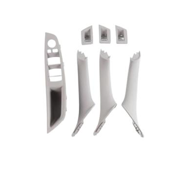Imagem de Interior do carro maçaneta da porta interior painel puxar guarnição capa Compatível com bmw série 5 f10 f11 520i 523i 525i 528i 535i 7 peças conjunto(LHD-Grey 7pcs)