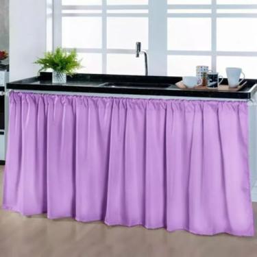 Imagem de Cortina Pia Cozinha Moderna Elegante 1,40 x 80 Decoração Balcão Tanque Tecido Oxford(Cortina Pia LILAS,3 UNIDADES)