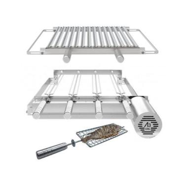 Imagem de A3 Grill Ajustável - Motor Giratório para 4 Espetos + Suporte Ajustáve
