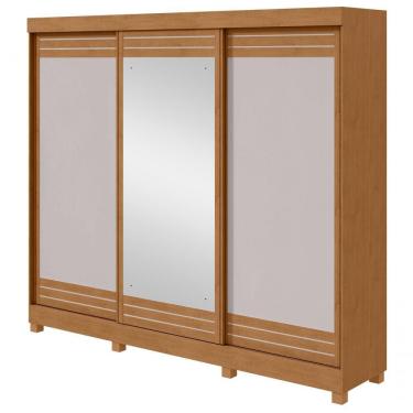 Imagem de Guarda-roupas Casal Nice 3 Portas 1 Espelho 4 Gavetas Flex Com Pés Amendoa Clean Off White