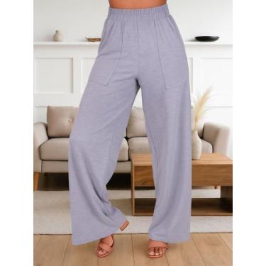Imagem de Calça Feminina Wide Leg Pantalona Cintura Alta com Bolso de Moletinho 