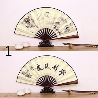 Imagem de Ventilador de mão dobrável para, ventiladores dobráveis, 1 peça ventilador portátil retrô dobrável estilo chinês alça decorativa ventilador de dança para adereços de fotografia de casamento ventilador