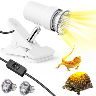 Imagem de Moonorange Lâmpada de aquecimento rotativa para répteis com 2 lâmpadas solares substituíveis (25 W + 35 W) adequada para tartarugas, lagartos, cobras, répteis, dragões barbudos (branca)