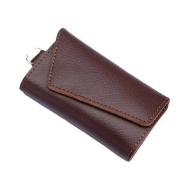 Imagem de Porta-Chaves Unissex Em Couro Genuíno, Organizador Sólido Para Chaves 