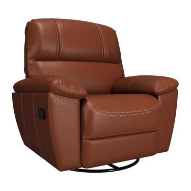 Imagem de Poltrona do Papai Reclinável Giratória Armênia Glider Mecânico Couro Conhaque - Gran Belo