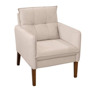 Imagem de Poltrona Decorativa Liz Sala Escritório E Recepção Suede Bege Eli Móveis E Decoração