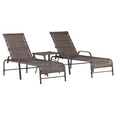 Imagem de Kit 2 Espreguiçadeiras Catar E Mesa Com Pintura Eletrostática Piscina Jardim Alumínio Preto