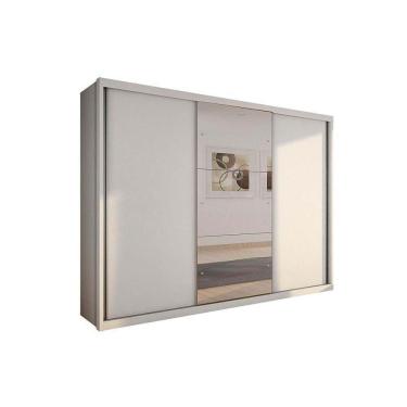 Imagem de Guarda Roupa Casal 3 Portas De Correr E 6 Gavetas C/ Espelho Paradizzo Gold Branco - Novo Horizonte