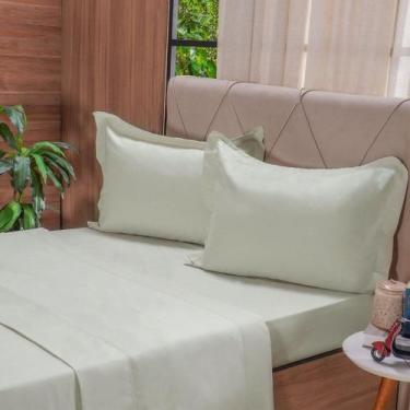 Imagem de Jogo de Cama Solteiro 200 Fios Liso 3 Pçs 100% Algodão 90x190x35cm Ver