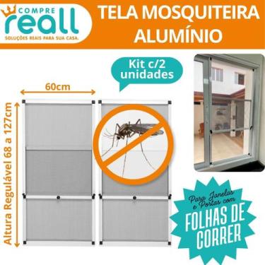 Imagem de Tela Mosquiteira Ajustável para Janela 68 a 127cm x 60cm Alumínio Kit 