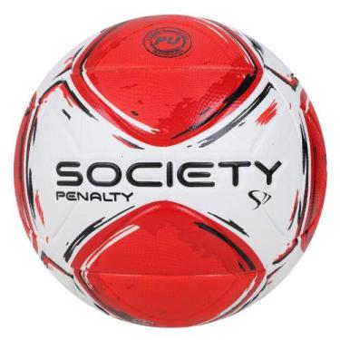Imagem de Bola de Futebol Society Penalty S11R2, Branco, Vermelho, Preto